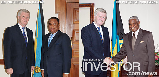 UK High commissioner with PM Christie and National Security Minister Nottage