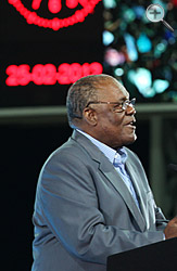 Prime Minister Hubert Ingraham addresses the audience at the opening ceremony of the new sports stadium on February 25.