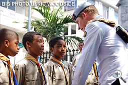 Prince Harry greets members of the Scout Association.