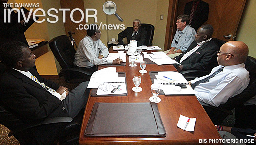 Members of the Bahamian delegation hold a briefing