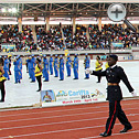 Cadets march with the official CARIFTA flag