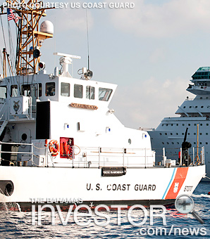 Coast Guard Cutter Diamondback approach Royal Caribbean International's Monarch of the Seas