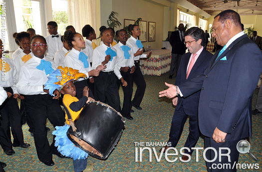 A five-year-old displays his Junkanoo talents