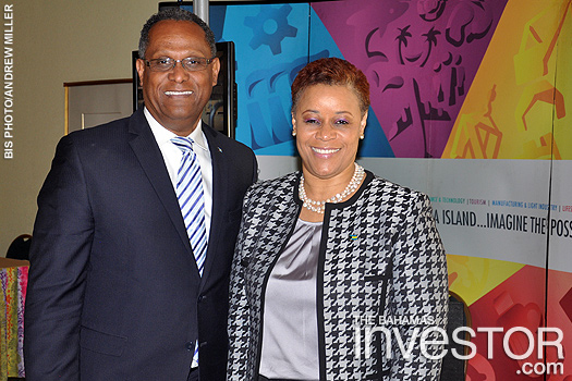 Hope Strachan with Minister for Grand Bahama Dr Michael Darville