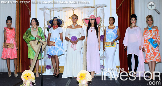 Models in resort wear designed by Bahama Hand Prints